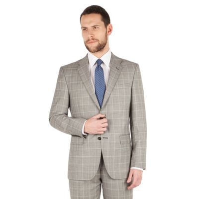 Jeff Banks Jeff Banks Grey heritage check 2 button front regular fit luxury suit jacket